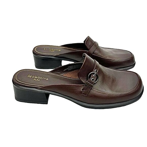 LIZ CLAIBORNE Flex Women's Brown Leather Slip On Mule, Closed Toe 9 Medium - Picture 6 of 11